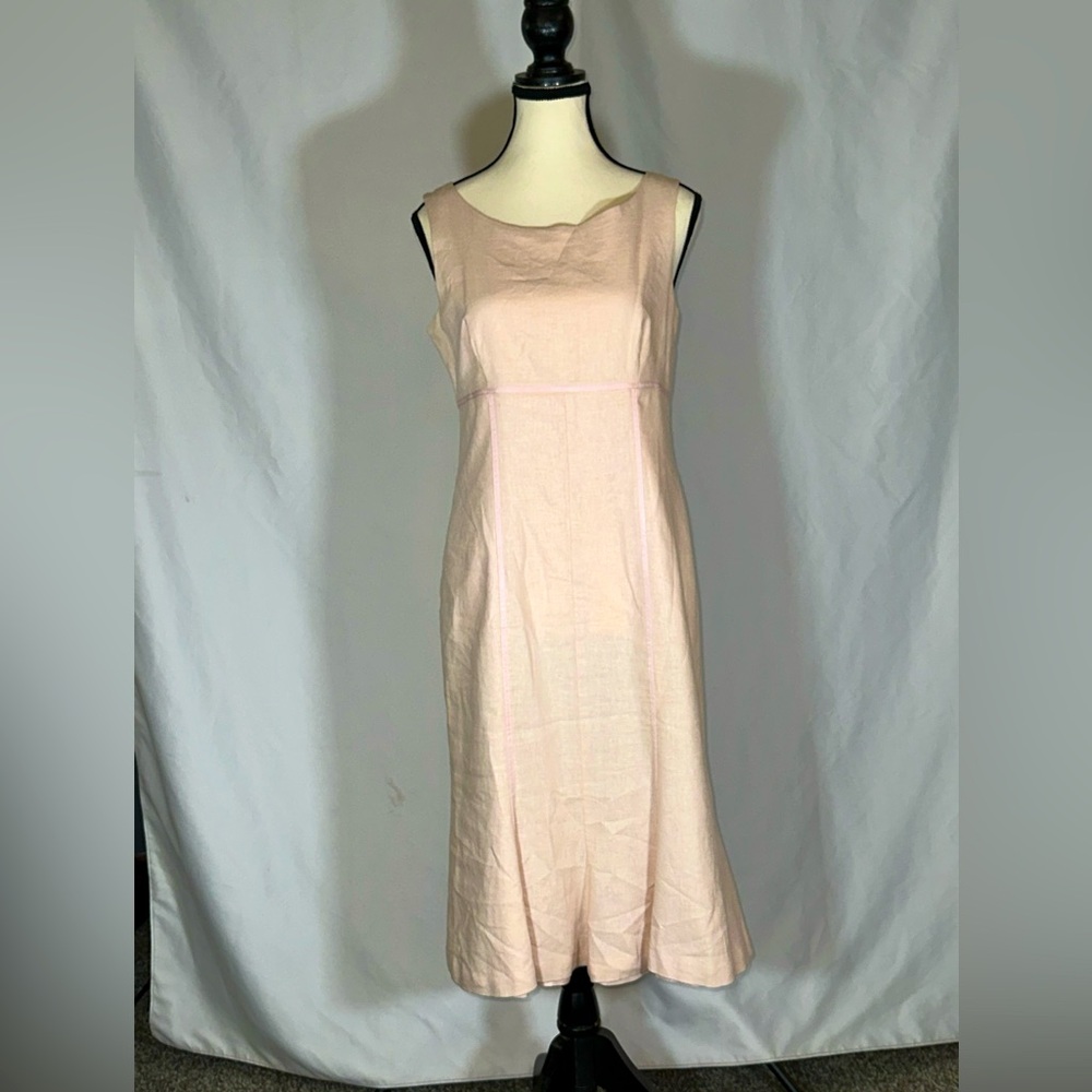 Vintage J.G. Hook Sleeveless Blush Pink Mermaid Linen Rayon Blend Dress Size 8